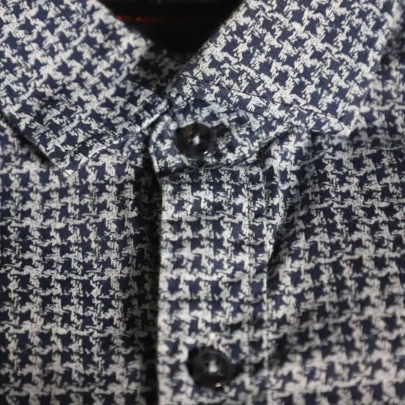 Robert Graham Button Up Shirt Mens M Blue/White Houndstooth Tailored Fit Linen - Picture 5 of 9